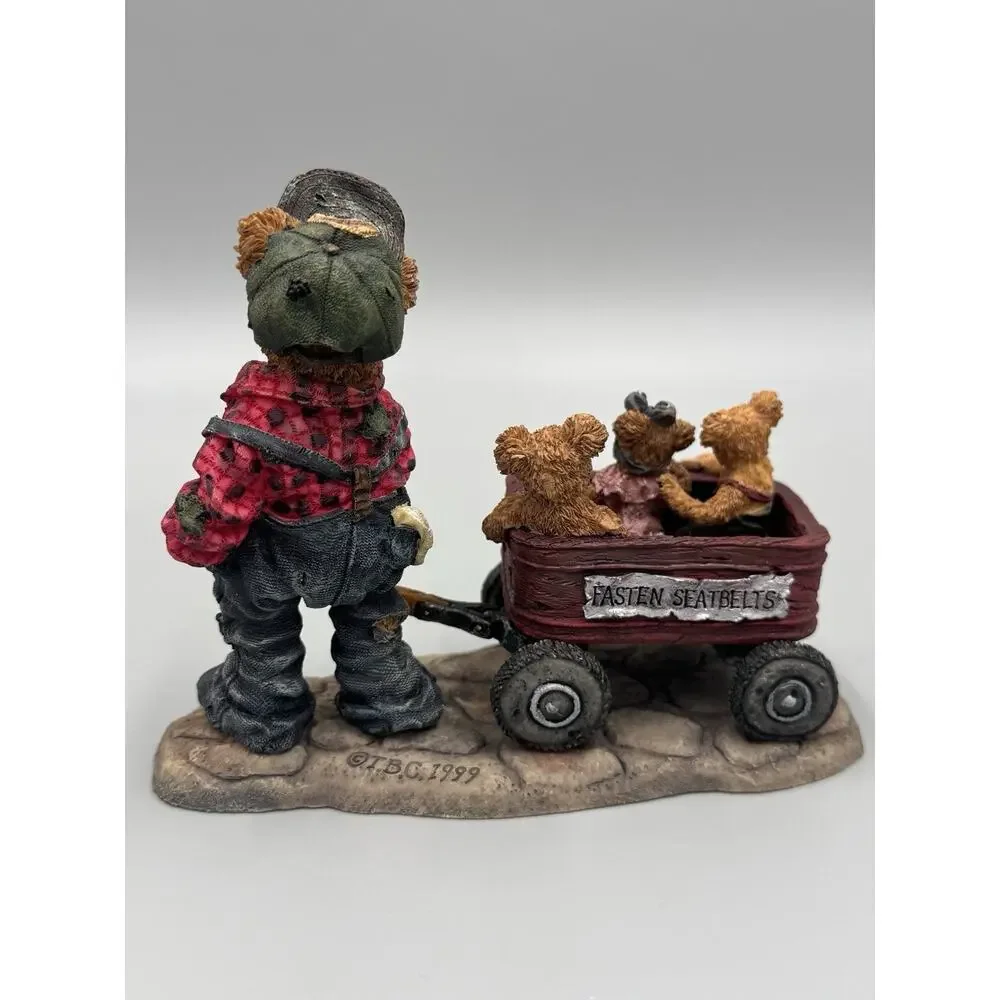Boyds Bears Huck w/ Mandy Zoe Zack Rollin Along Wagon Figurine 227727